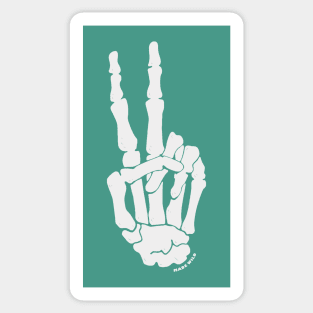 Made Wild " Hand Gesture ( Hand With Two Bones Fingers Up " ( Skeleton ) Sticker